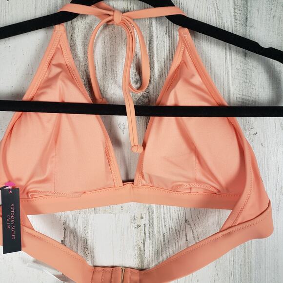 NWT Victoria's Secret Lip Smacker Coral Essential Halter Bikini Top Size Large - Picture 7 of 15